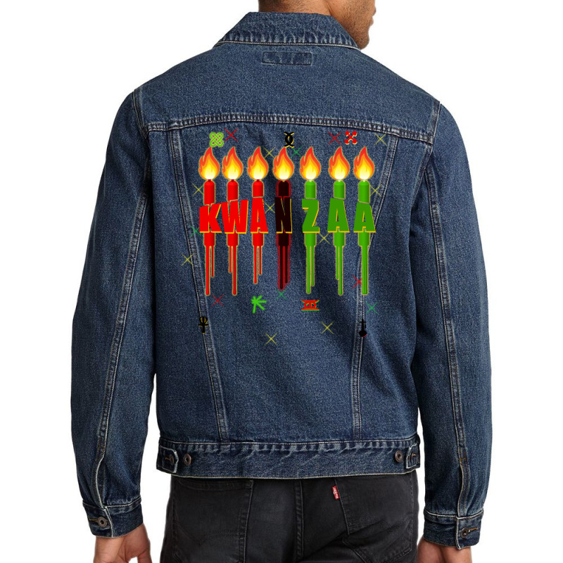 Kwanzaa Kinara Set Dripping Candles Symbols Seven Principles Pullover Men Denim Jacket by kadejahdomenick | Artistshot