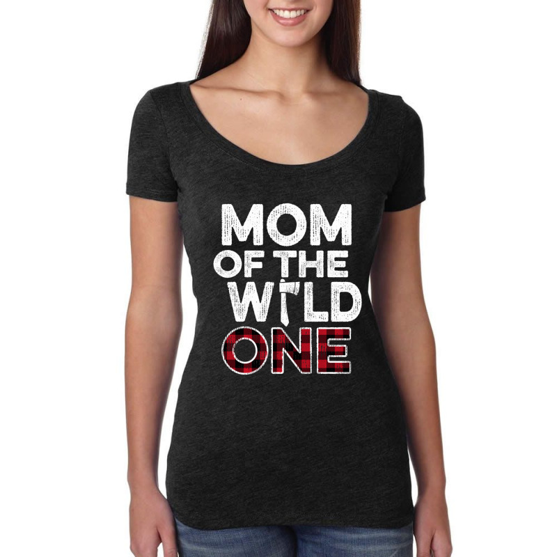 Mom Of The Wild One Lumberjack First Birthday Baby Shower Women's Triblend Scoop T-shirt by yumgaugeteuda | Artistshot