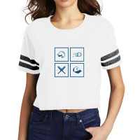 Baseball Stickers With Ball, Helmet, Cap And Bats Scorecard Crop Tee | Artistshot