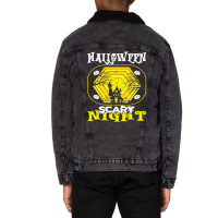 Halloween Scary Night Costume Unisex Sherpa-lined Denim Jacket | Artistshot