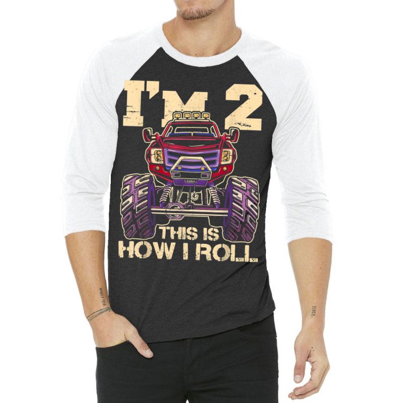 Funny Kids Monster Truck 2nd Birthday Party  Gift 3/4 Sleeve Shirt | Artistshot