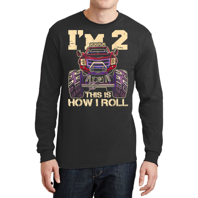 Funny Kids Monster Truck 2nd Birthday Party  Gift Long Sleeve Shirts | Artistshot
