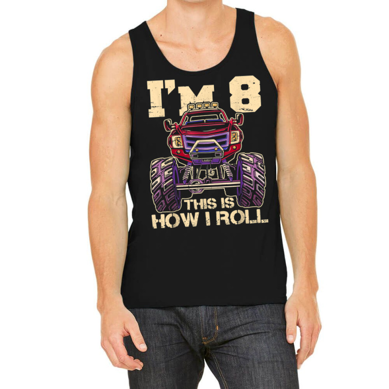 Funny Kids Monster Truck 8th Birthday Party  Gift Tank Top | Artistshot