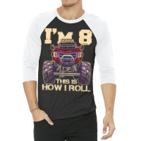 Funny Kids Monster Truck 8th Birthday Party  Gift 3/4 Sleeve Shirt | Artistshot