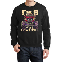 Funny Kids Monster Truck 8th Birthday Party  Gift Crewneck Sweatshirt | Artistshot