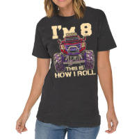 Funny Kids Monster Truck 8th Birthday Party  Gift Vintage T-shirt | Artistshot