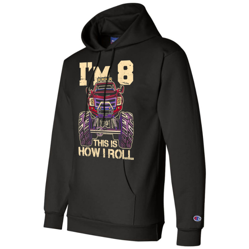 Funny Kids Monster Truck 8th Birthday Party  Gift Champion Hoodie | Artistshot