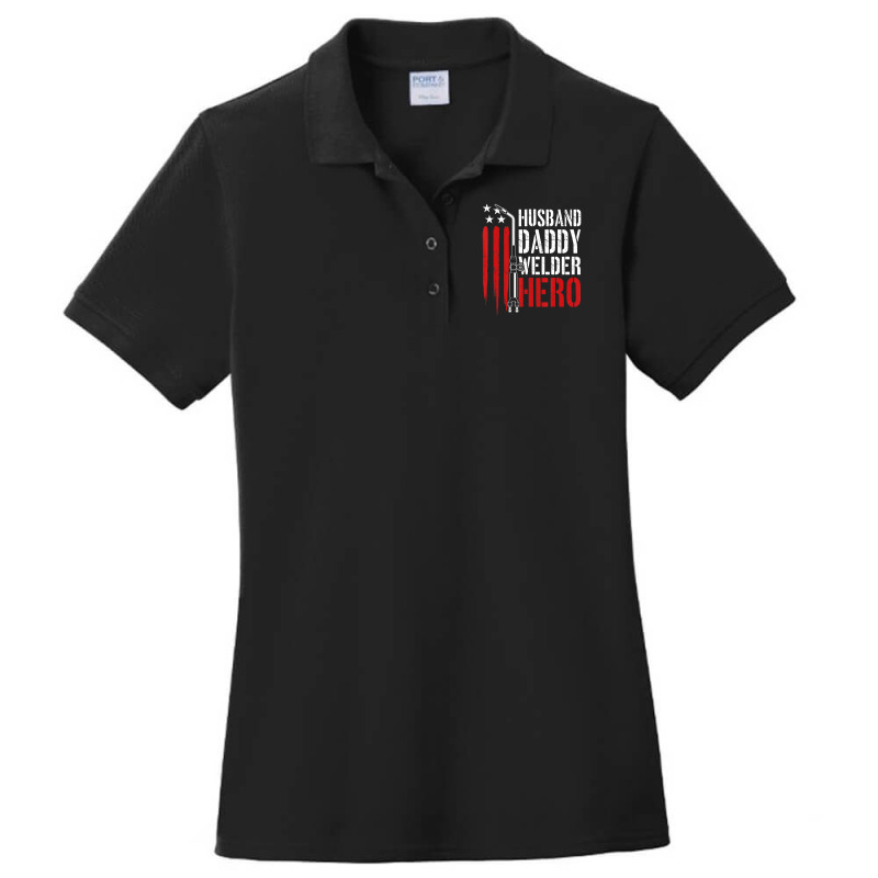 Proud Welding Husband Daddy Welder Hero Weld Father's Day Ladies Polo Shirt by fenderbendable | Artistshot