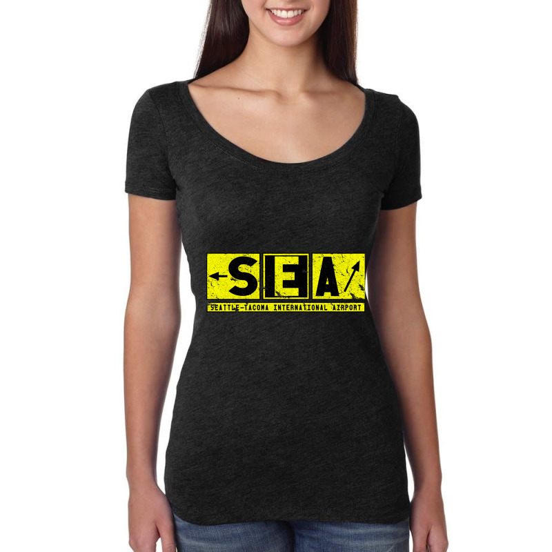 Sea Seatac Seattle Tacoma Airport Code Taxiway Sign Vintage Women's Triblend Scoop T-shirt by Jerhogen528 | Artistshot