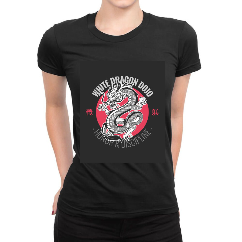 White Dragon Dojo Ladies Fitted T-Shirt by Pannell Quintero | Artistshot