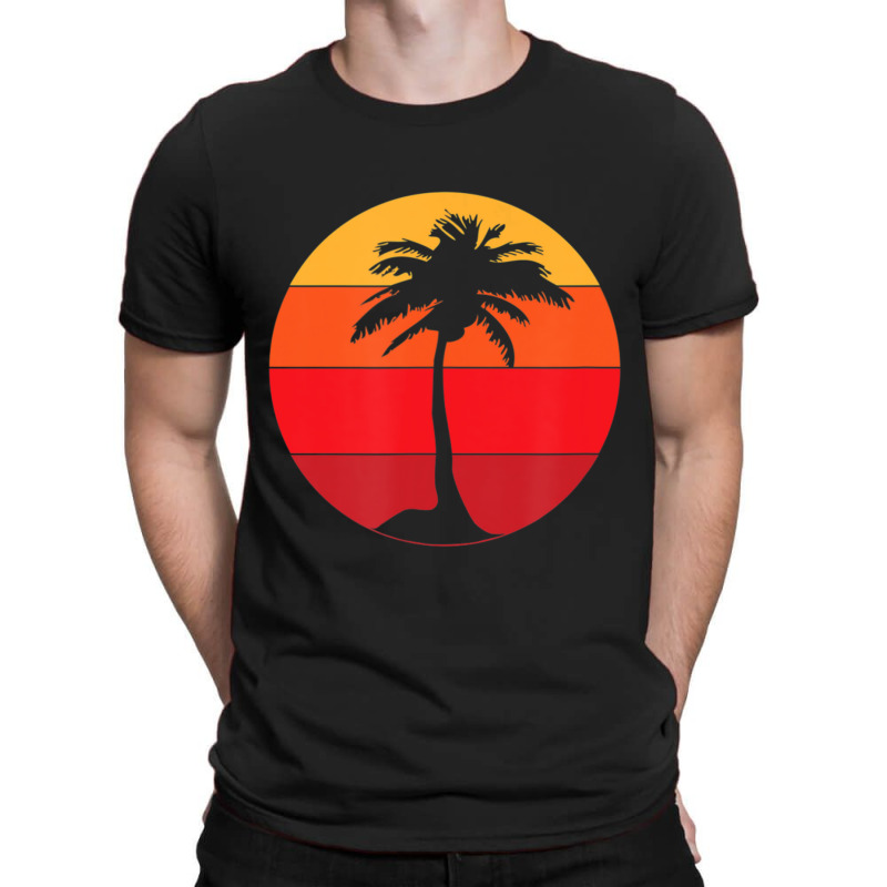 Pacific Ocean Beach Palm Tree Sun Retro Vintage T-Shirt by yumgaugeteuda | Artistshot