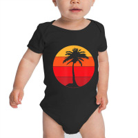 Pacific Ocean Beach Palm Tree Sun Retro Vintage Baby Bodysuit | Artistshot