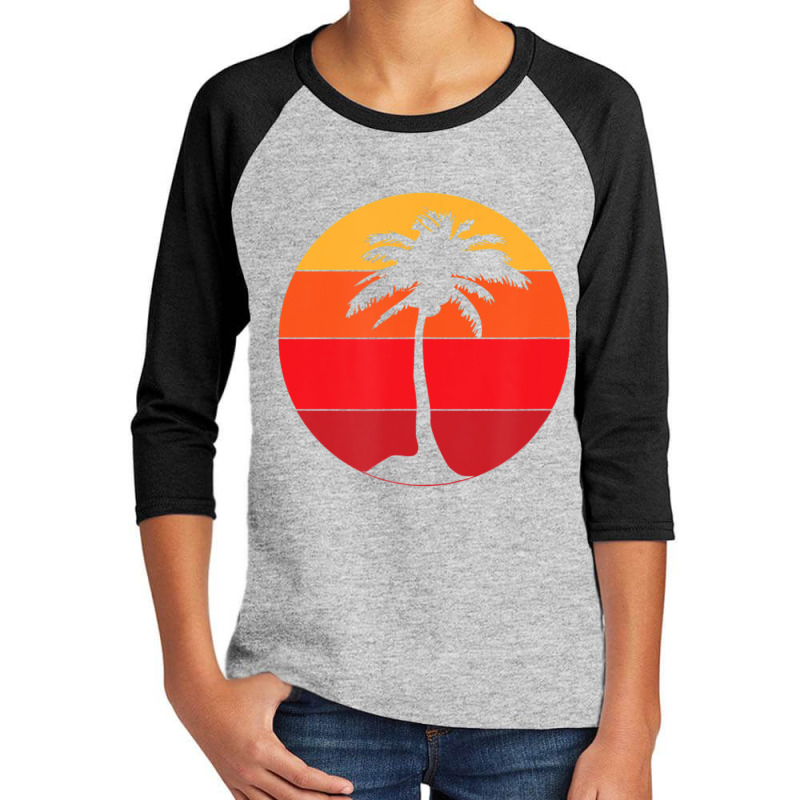 Pacific Ocean Beach Palm Tree Sun Retro Vintage Youth 3/4 Sleeve by yumgaugeteuda | Artistshot