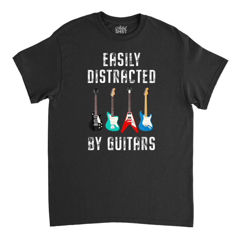 Vintage Music Easily Distracted Guitars String Instrument Classic T-shirt | Artistshot