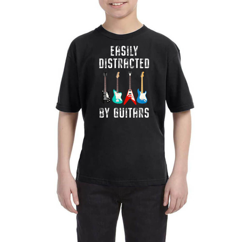 Vintage Music Easily Distracted Guitars String Instrument Youth Tee | Artistshot