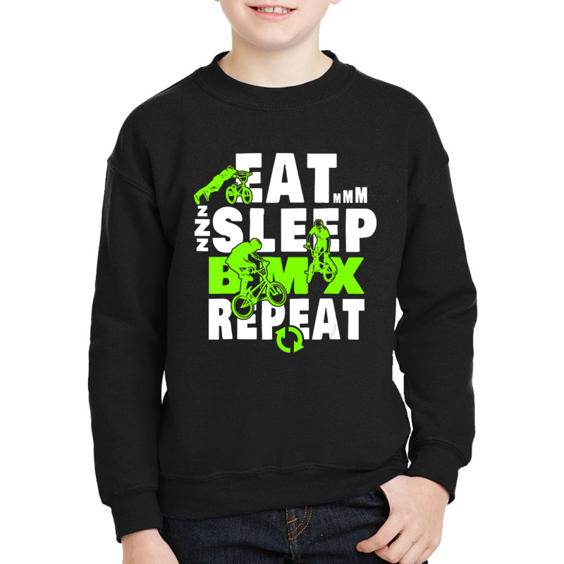 Eat Sleep Bmx Repeat Funny Bicycle Gift Motocross Youth Sweatshirt by femalesbaubles | Artistshot