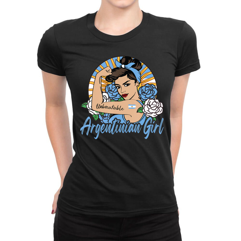 Argentina Girl Argentinian Mujer Argentine Flag Ladies Fitted T-Shirt by Min05 | Artistshot