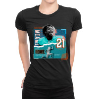 Eric Rowe Football Paper Poster Dolphins Ladies Fitted T-shirt | Artistshot