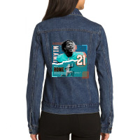 Eric Rowe Football Paper Poster Dolphins Ladies Denim Jacket | Artistshot