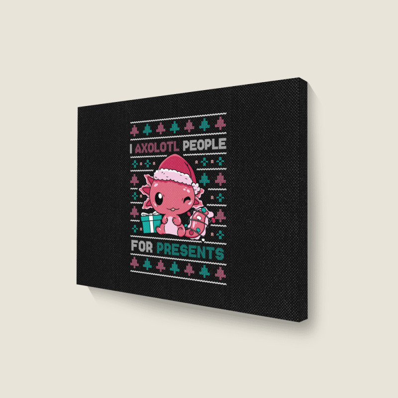 Cute Christmas Axolotl I Axolotl People For Presents Landscape Canvas Print | Artistshot