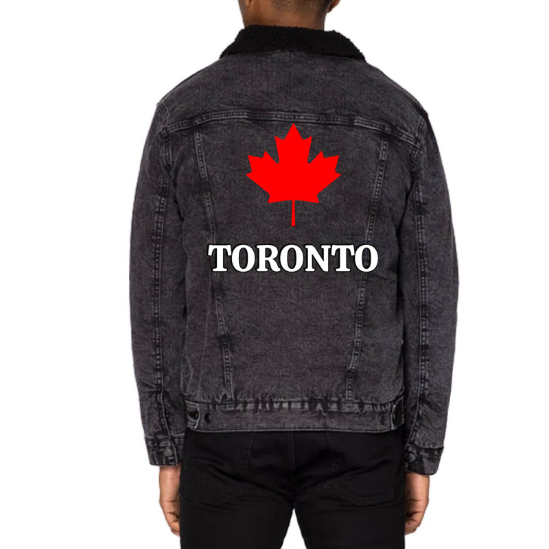 Toronto Canada Maple Leaf Unisex Sherpa-Lined Denim Jacket by ekukaevelsy | Artistshot