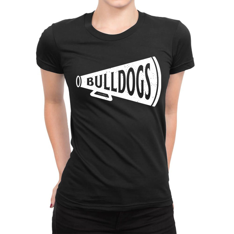 Vintage Megaphone Canton Bulldogs White Bulldogs Wordmark Ladies Fitted T-Shirt by JeremyHurley | Artistshot