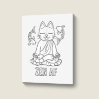 Zen Af Funny Meditating Cat Spiritual Yoga Gift For Women Portrait Canvas Print | Artistshot