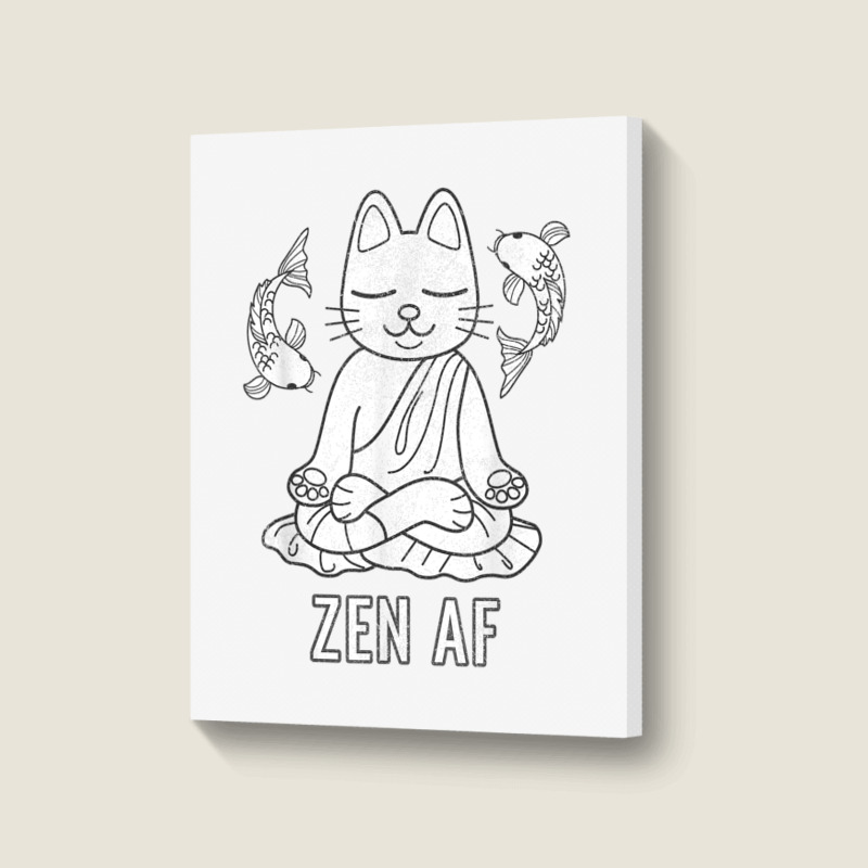 Zen Af Funny Meditating Cat Spiritual Yoga Gift For Women Portrait Canvas Print | Artistshot