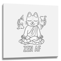 Zen Af Funny Meditating Cat Spiritual Yoga Gift For Women Metal Print Square | Artistshot