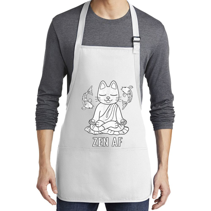 Zen Af Funny Meditating Cat Spiritual Yoga Gift For Women Medium-length Apron | Artistshot