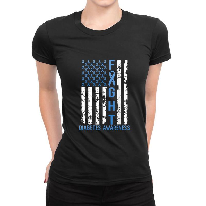 Support Fight Usa Flag Type 2 Type 1 Diabetes Awareness Ladies Fitted T-Shirt by ElizahTessieDenniston | Artistshot