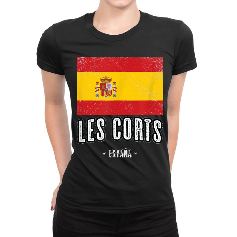 Les Corts Spain Es Flag City Top Bandera Ropa Ladies Fitted T-Shirt by JOHNDTROUTMAN | Artistshot