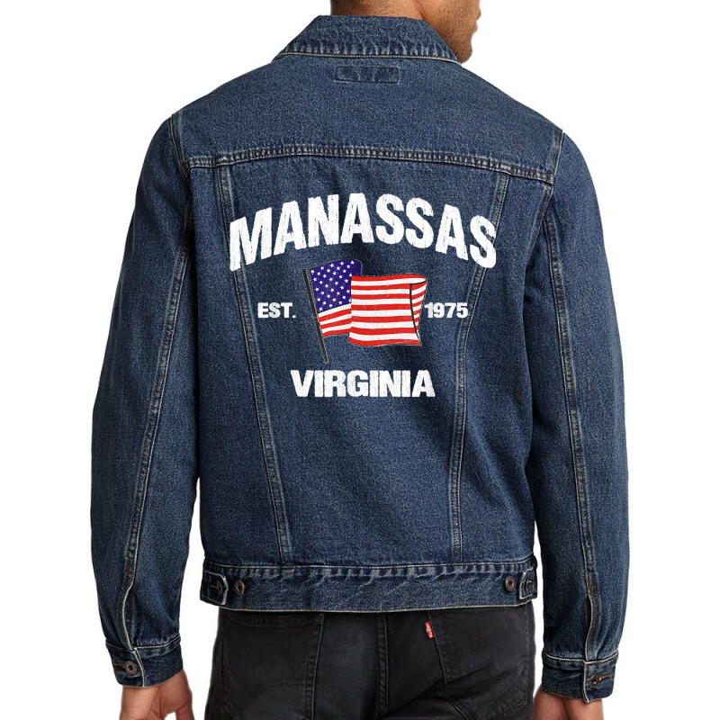 Manassas Virginia Va Usa Stars & Stripes Vintage Style Men Denim Jacket by JOSEPHDOMINICWILLIS | Artistshot