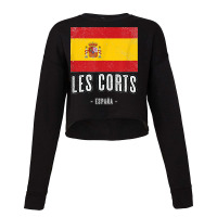 Les Corts Spain Es Flag City Top Bandera Ropa Cropped Sweater | Artistshot