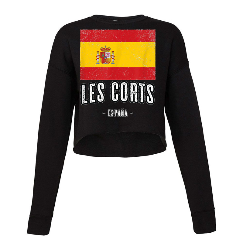 Les Corts Spain Es Flag City Top Bandera Ropa Cropped Sweater by JOHNDTROUTMAN | Artistshot