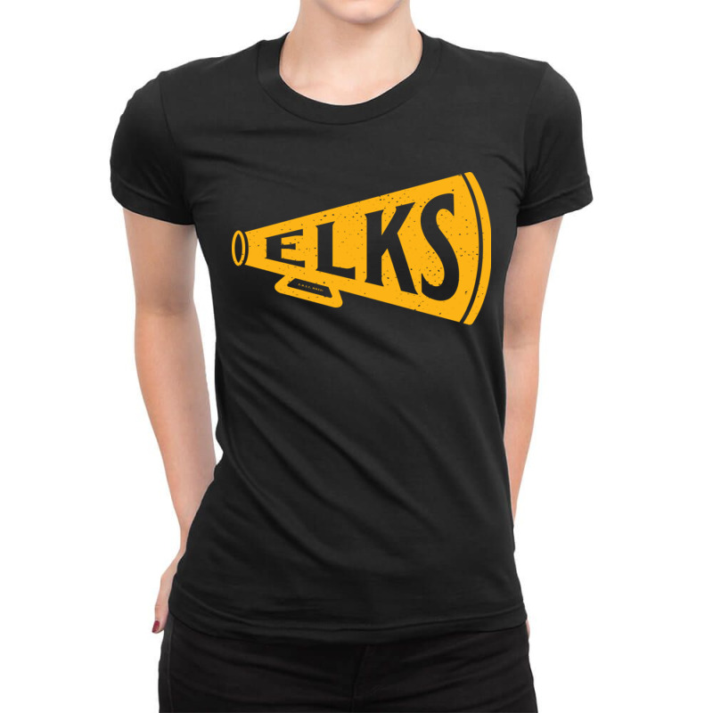 Vintage Megaphone Edmonton Elks Yellow Elks Wordmark Ladies Fitted T-Shirt by JeremyHurley | Artistshot