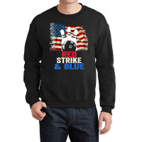 Patriotic Bowling 4th Of July Red Strike & Blue Usa Flag Crewneck Sweatshirt | Artistshot