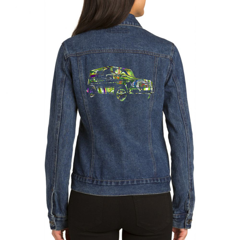 G Wagon Abstract Psychedelic Colorful Ladies Denim Jacket by hishamborgy | Artistshot