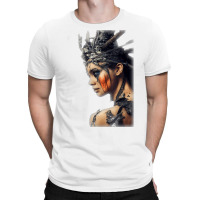 Beautiful Woman Warrior Wearing Damaged Scales A Battle T Shirt T-shirt | Artistshot