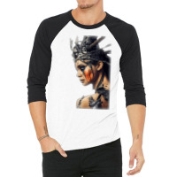 Beautiful Woman Warrior Wearing Damaged Scales A Battle T Shirt 3/4 Sleeve Shirt | Artistshot