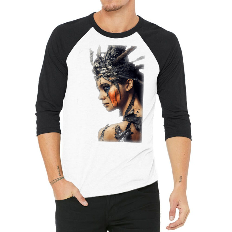 Beautiful Woman Warrior Wearing Damaged Scales A Battle T Shirt 3/4 Sleeve Shirt | Artistshot