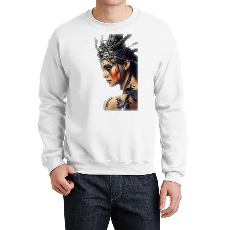 Beautiful Woman Warrior Wearing Damaged Scales A Battle T Shirt Crewneck Sweatshirt | Artistshot