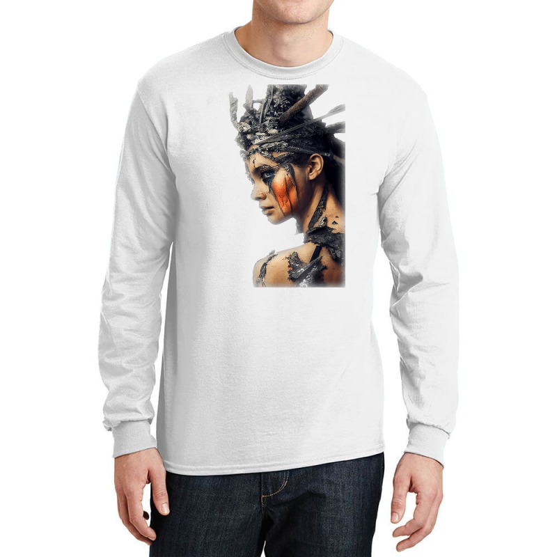 Beautiful Woman Warrior Wearing Damaged Scales A Battle T Shirt Long Sleeve Shirts | Artistshot