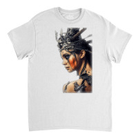 Beautiful Woman Warrior Wearing Damaged Scales A Battle T Shirt Classic T-shirt | Artistshot