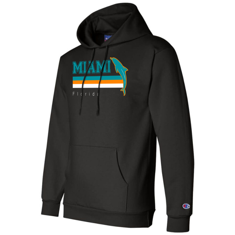 Miami Sports Football Athletic Novelty Dolphin Retro Champion Hoodie | Artistshot