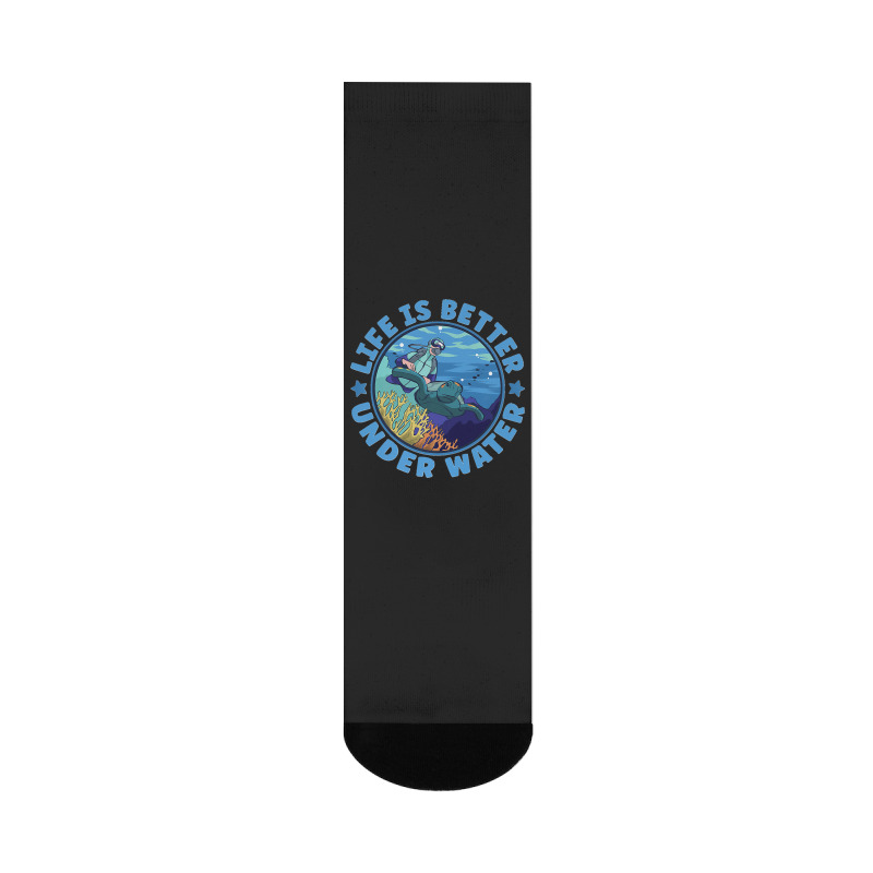 Life Is Better Under Water Marine Biology Scuba Diver Premium Crew Socks | Artistshot