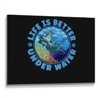 Life Is Better Under Water Marine Biology Scuba Diver Premium Metal Print Horizontal | Artistshot