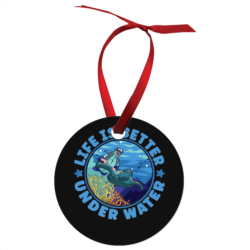 Life Is Better Under Water Marine Biology Scuba Diver Premium Ornament | Artistshot