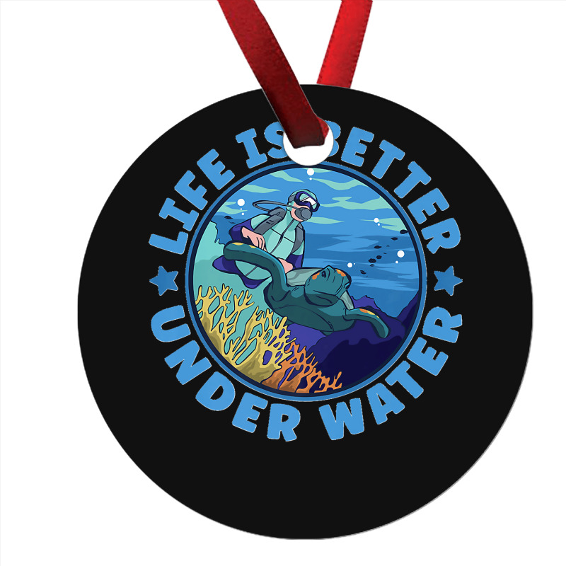 Life Is Better Under Water Marine Biology Scuba Diver Premium Ornament | Artistshot