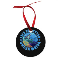 Life Is Better Under Water Marine Biology Scuba Diver Premium Ornament | Artistshot